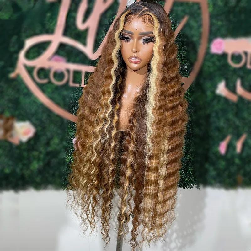 Hair Wigs | Hd Highlight Wig 360 Full Lace Frontal Human Hair Wigs Brazilian Wear Go Glueless Wig Honey Blonde Wigs Body Wave Synthetic Lace Front Wig Hair Wigs 1