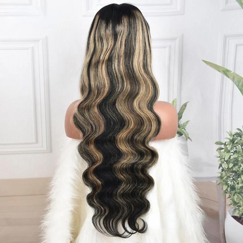 Hair Wigs | Highlight Blonde Lace Front Human Hair Wigs For Women Long Body Wave Transparent Lace Frontal Wig Pre Plucked Synthetic Hair Hair Wigs 613 Color