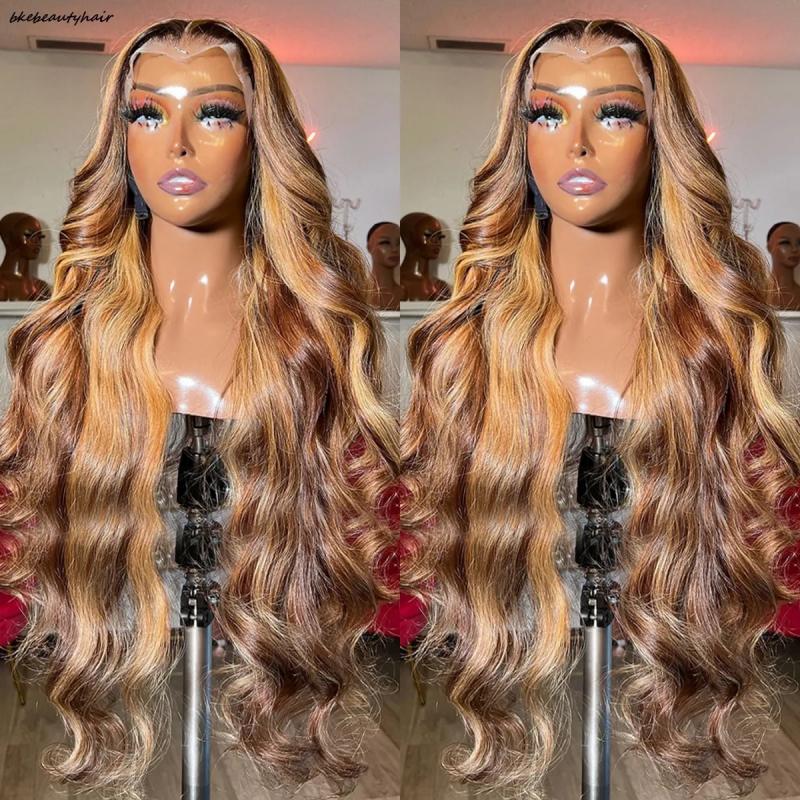 Hair Wigs | Highlight Wig Human Hair 13X4 Lace Frontal Wig Colored Human Hair Wigs For Women 30 Inch Honey Blonde Body Wave Lace Front Wig Synthetic Hair Wigs 613 Blonde Color