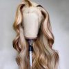 Hair Wigs | Highlight Wig Human Hair Body Wave Lace Frontal Wigs Colored 13X4 Lace Frontal Wig P4/27 Ombre Honey Blonde Lace Front Wig Synthetic Hair Wigs black