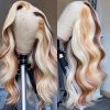 Hair Wigs | Highlight Wig Human Hair Body Wave Lace Frontal Wigs Colored 13X4 Lace Frontal Wig P4/27 Ombre Honey Blonde Lace Front Wig Synthetic Hair Wigs black