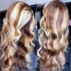 Hair Wigs | Highlight Wig Human Hair Body Wave Lace Frontal Wigs Colored 13X4 Lace Frontal Wig P4/27 Ombre Honey Blonde Lace Front Wig Synthetic Hair Wigs black