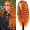 Hair Wigs | Lace Wigs Highlight Wig Human Hair 26 Inch Body Wave Front Ombre Colored Brazilian Brown Honey Blonde Synthetic For Women Fast Drop De Dhzis Hair Wigs 18C#