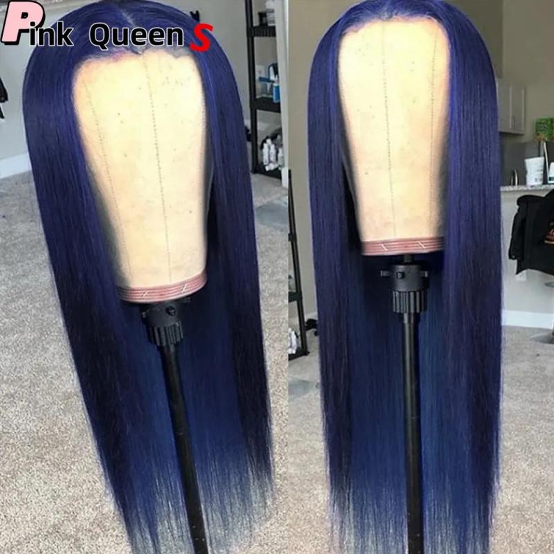 Hair Wigs | Long Style Dark Blue Large Lace Women Chemical Fiber Perruques 13X4 Lace Front Wig High Quality High Temperature Synthetic Laces Wigs Glueless Wig Windy Hair Wigs Blue