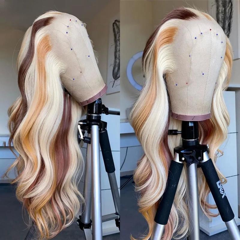 Hair Wigs | Malaysian Hd Lace Front Wigs Human Hair Highlight Blonde Straight 13X4 Lace Frontal Wig Glueless Red/Black/Brown/Pink Preplucked For Black Women Hair Wigs 1