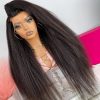 Hair Wigs | Mongolian Hair Black Kinky Straight Wigs For Black Women Glueless Human Hair Wig Yaki Hd Transparent Glueless Full Lace Front Wig Pre Plucked Hair Wigs auburn color