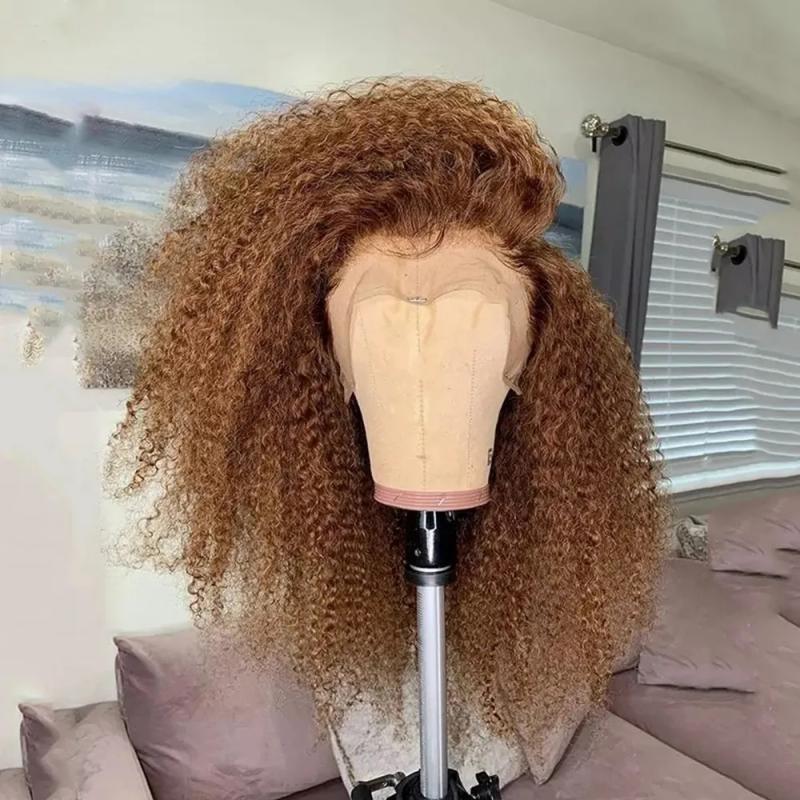 Hair Wigs | Mongolian Hair Brown Kinky Curly Lace Front Wig 13X4 Hd Lace Frontal Wig Transparent Lace Afro Wig For African Women With Baby Hair Hair Wigs 1