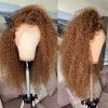 Hair Wigs | Mongolian Hair Brown Kinky Curly Lace Front Wig 13X4 Hd Lace Frontal Wig Transparent Lace Afro Wig For African Women With Baby Hair Hair Wigs 1