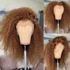 Hair Wigs | Mongolian Hair Brown Kinky Curly Lace Front Wig 13X4 Hd Lace Frontal Wig Transparent Lace Afro Wig For African Women With Baby Hair Hair Wigs 1