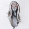 Hair Wigs | Nxy Synthetic Lace Front Wig Highlight White/Gray Lace Wigs For Women Natural Wave Wig Grey Cosplay Wigs Heat Resistant Fiber 230524 Hair Wigs 1001h0906