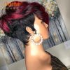 Hair Wigs | Ombre Burgundy Red Short Pixie Cut Human Hair Wig Natural Wavy Wigs With Bangs Brazilian Remy Hair For Black Women Full Machine Made Hair Wigs Hair Wigs