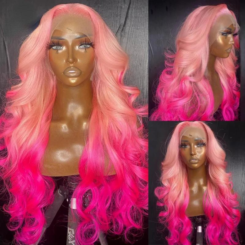 Hair Wigs | Perruque Pink Full Lace Front Wigs Transparent Hd Lace Body Wave Wig Natural Hairline Simulation Human Hair Wigs For Women Hair Wigs Auburn