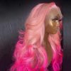 Hair Wigs | Perruque Pink Full Lace Front Wigs Transparent Hd Lace Body Wave Wig Natural Hairline Simulation Human Hair Wigs For Women Hair Wigs Auburn