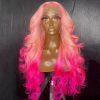 Hair Wigs | Perruque Pink Full Lace Front Wigs Transparent Hd Lace Body Wave Wig Natural Hairline Simulation Human Hair Wigs For Women Hair Wigs Auburn