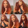 Hair Wigs | Peruvian Ginger Orange Lace Front Wig Deep Wave Curly Full Lace Front Human Hair Wigs Water Wave Hd Lace Frontal Wig Synthetic For Black Women Hair Wigs Auburn