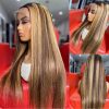 Hair Wigs | Peruvian Hair 4/27 Honey Blonde Highlight Wig Human Hair 13X4 Straight Lace Front Wig With Baby Hair Short Bob Synthetic Wig Hair Wigs Blonde