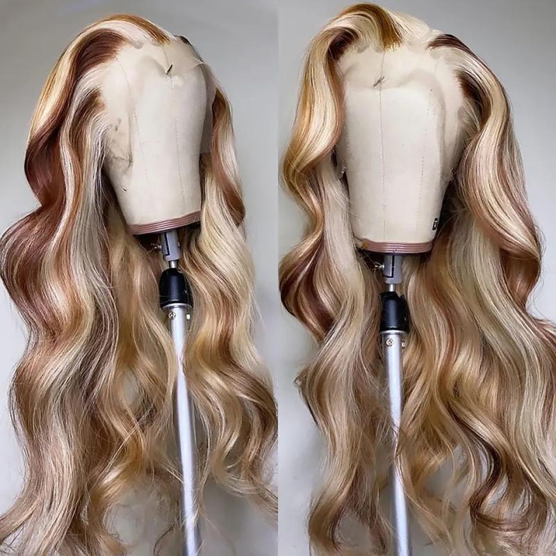 Hair Wigs | Peruvian Hair Blonde Highlight Lace Front Wig Body Wave 13X4 Lace Frontal Wigs Honey Blonde Colored Synthetic Cosplay Wigs For Black Women Hair Wigs 613 Blonde Color