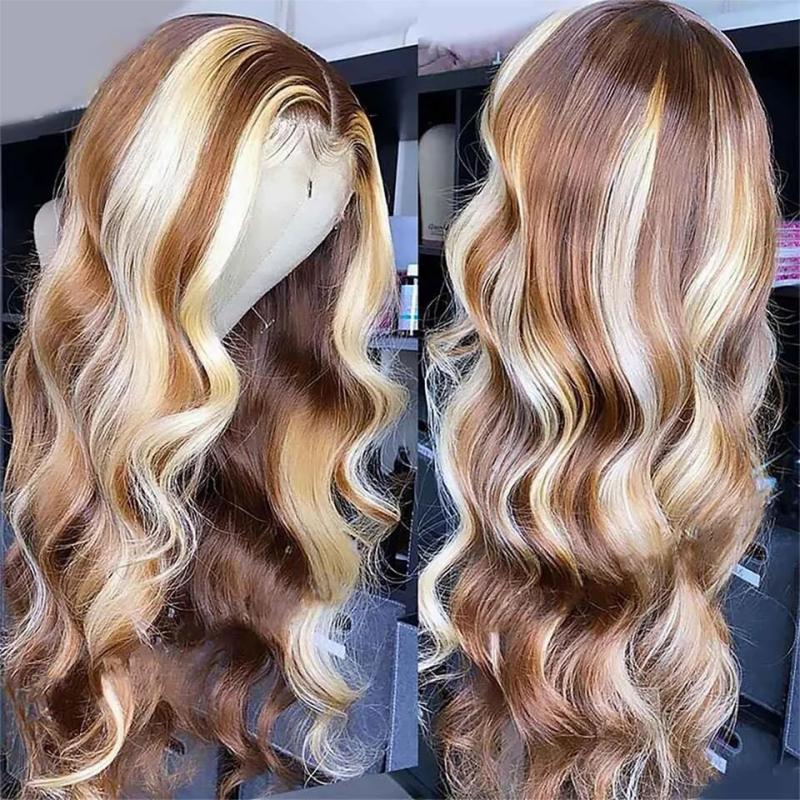 Hair Wigs | Peruvian Hair Blonde Highlight Lace Front Wig Body Wave 13X4 Lace Frontal Wigs Honey Blonde Colored Synthetic Cosplay Wigs For Black Women Hair Wigs 613 Blonde Color