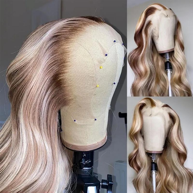 Hair Wigs | Peruvian Hair Blonde Highlight Lace Front Wig Body Wave 13X4 Lace Frontal Wigs Honey Blonde Colored Synthetic Cosplay Wigs For Black Women Hair Wigs 613 Blonde Color