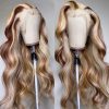 Hair Wigs | Peruvian Hair Highlight Blonde Wig Human Hair 613 Hd Lace Frontal Wig Body Wave Lace Front Wig Colored Synthetic Wigs For Women Hair Wigs black