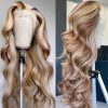 Hair Wigs | Peruvian Hair Highlight Blonde Wig Human Hair 613 Hd Lace Frontal Wig Body Wave Lace Front Wig Colored Synthetic Wigs For Women Hair Wigs black