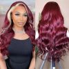 Hair Wigs | Peruvian Hair Wine Red Blonde Highlight Colored Body Wave Lace Front Wigs Hd 13X4 Lace Frontal Wig Preplucked Synthetic Closure Preplucked Hair Wigs 613 Blonde Color