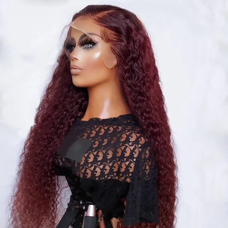 Hair Wigs | Peruvian Natural Hair Deep Wave Wig 99J Burgundy Lace Front Wig 13X4 Hd Lace Frontal Wig 360 Full Lace Wig Synthetic Pre Plucked Brazilian Hair Hair Wigs 613 blonde