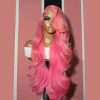 Hair Wigs | Pink Lace Front Wig Human Hair 13X4 Hd Lace Frontal Wig Brazilian 613 Colored Body Wave Synthetic Lace Front Wigs For Women Cosplay Hair Wigs 613 Blonde Color