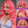 Hair Wigs | Pink Lace Front Wig Human Hair 13X4 Hd Lace Frontal Wig Brazilian 613 Colored Body Wave Synthetic Lace Front Wigs For Women Cosplay Hair Wigs 613 Blonde Color