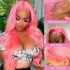 Hair Wigs | Pink Lace Front Wig Human Hair 13X4 Hd Lace Frontal Wig Brazilian 613 Colored Body Wave Synthetic Lace Front Wigs For Women Cosplay Hair Wigs 613 Blonde Color