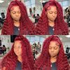 Hair Wigs | Red Lace Frontal Wigs Colored Curly Human Hair Wig For Women Brazilian 13X4 Deep Wave 30 Inch Water Wave Synthetic Lace Front Wig Hair Wigs black