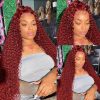 Hair Wigs | Red Lace Frontal Wigs Colored Curly Human Hair Wig For Women Brazilian 13X4 Deep Wave 30 Inch Water Wave Synthetic Lace Front Wig Hair Wigs black