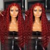 Hair Wigs | Red Lace Frontal Wigs Colored Curly Human Hair Wig For Women Brazilian 13X4 Deep Wave 30 Inch Water Wave Synthetic Lace Front Wig Hair Wigs black