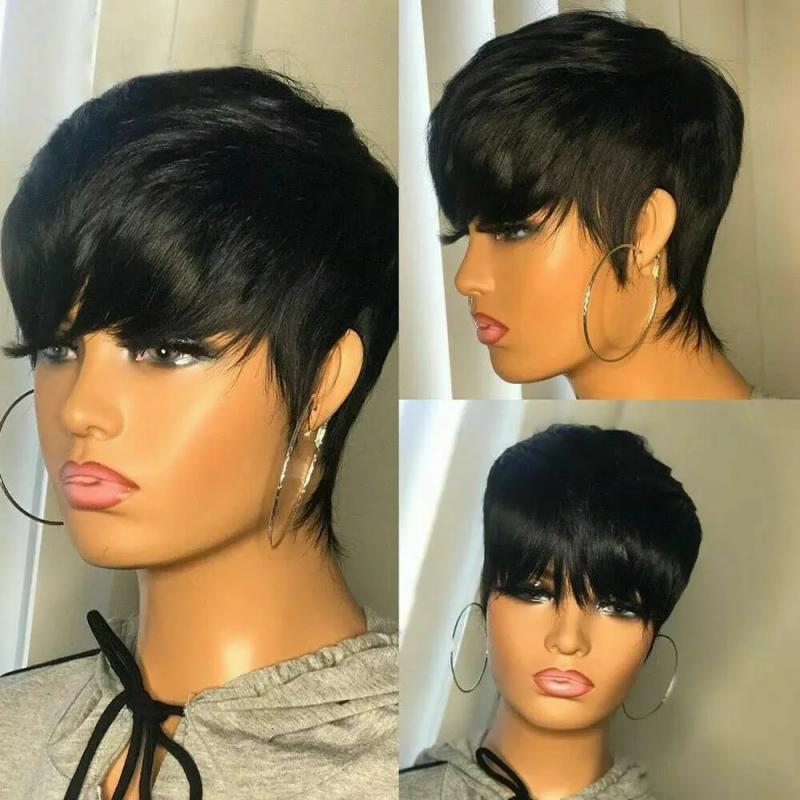 Hair Wigs | Short Bob Human Hair Wigs Pixie Cut Straight Remy Brazilian Hair For Black Women Machine Made Glueless Wig Hair Wigs blonde color