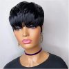 Hair Wigs | Short Bob Human Hair Wigs Pixie Cut Straight Remy Brazilian Hair For Black Women Machine Made Glueless Wig Hair Wigs blonde color