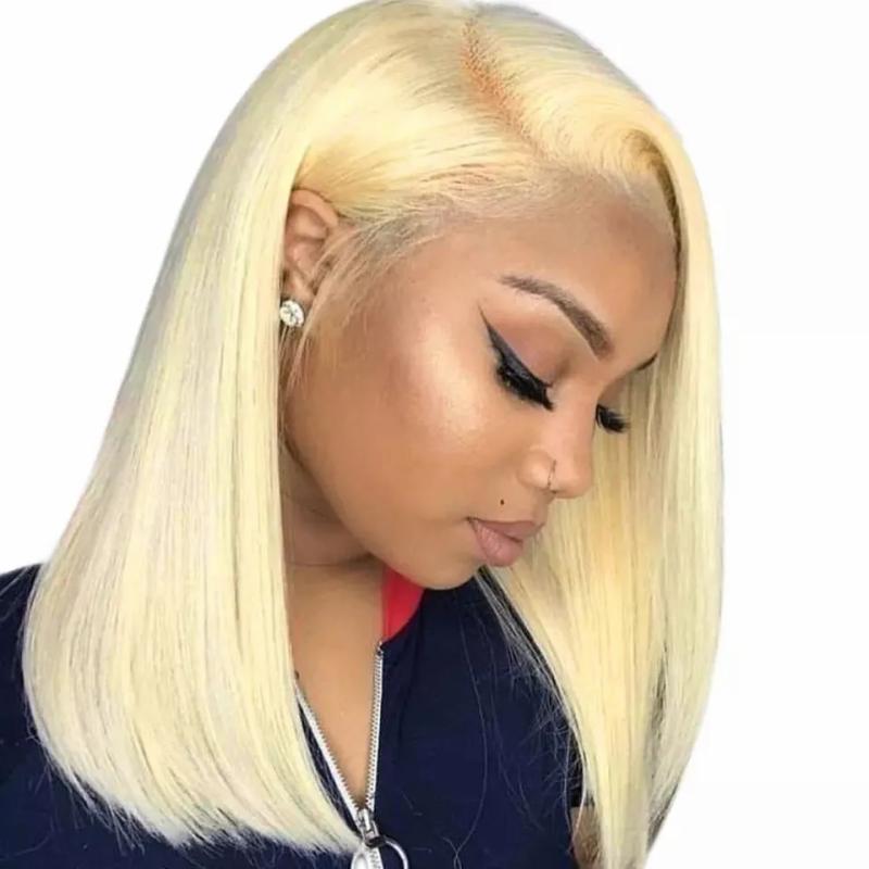 Hair Wigs | Short Bob Straight Human Hair Wig With Baby Hairs Brazilian Pre-Plucked 13X1 Lace Front Synthetic Wigs For Women Hair Wigs 613 Color like picture show