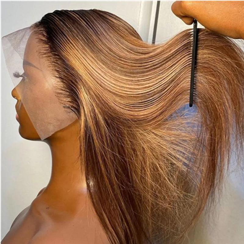 Hair Wigs | Transparent Blonde Hd Full Lace Human Hair Wigs Colored Ombre Highlight Lace Frontal Synthetic Wigs For Black Women Preplucked Natural Hairline Hair Wigs 613 Blonde Color