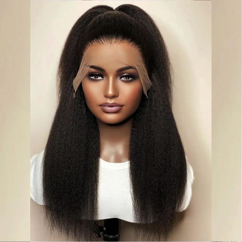 Lace Wigs | 250 Density Hd Transparent Lace Kinky Straight Wig Yaki Simulation Human Hair Wigs For Women Brazilian Lace Front Wig With Baby Hair Lace Wigs auburn color