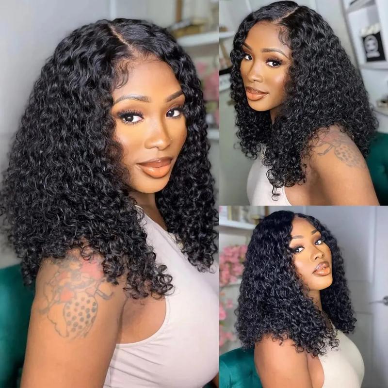 Lace Wigs | Baby Hair Bob Wig Short Curly Human Hair Wigs Glueless Preplucked Human Wigs Ready To Go Wear Pre Cut Lace 4X4 Closure Bob Wig Lace Wigs Lace Wigs