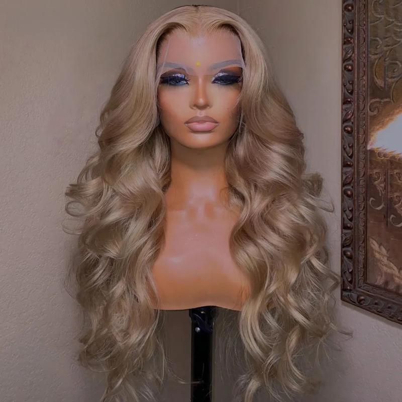 Lace Wigs | Brazilian Full Light Ash Blonde Colored Glueless13X4 Lace Frontal Wig Body Wave Honey Blonde Synthetic Lace Closure Wig For Women Lace Wigs 613 Blonde Color