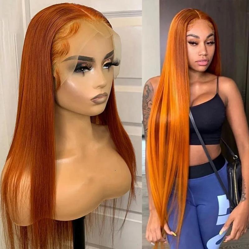 Lace Wigs | Brazilian Ginger Orange Lace Front Wigs For Black Woman Long Soft Natural Straight Synthetic Hair Wig Heat Resistant Cosplay /Party Lace Wigs Lace Wigs