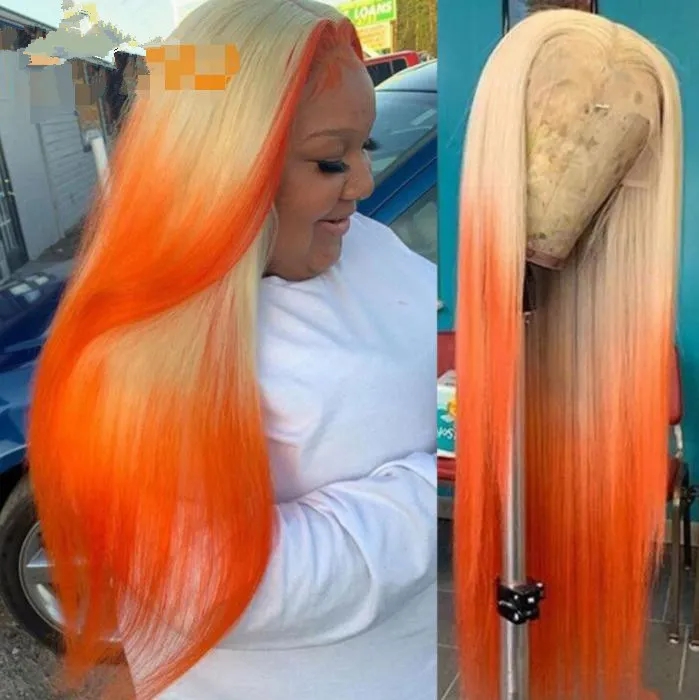 Lace Wigs | Ishow 13X4 Transparent Lace Front Wig Straight 613 Blonde Orange Ginger Green Gray Human Hair Wigs Pink Red Light Blue Purple Ombre Color For Women 8-26 Inch Lace Wigs Lace Wigs