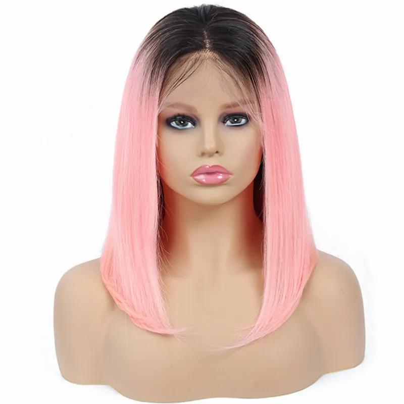 Lace Wigs | Peruvian Human Hair 1B/Grey 13X4 Lace Front Wig Bob Wigs Straight 1B/Pink 13 By 4 Wigs 10-16Inch Lace Wigs Lace Wigs