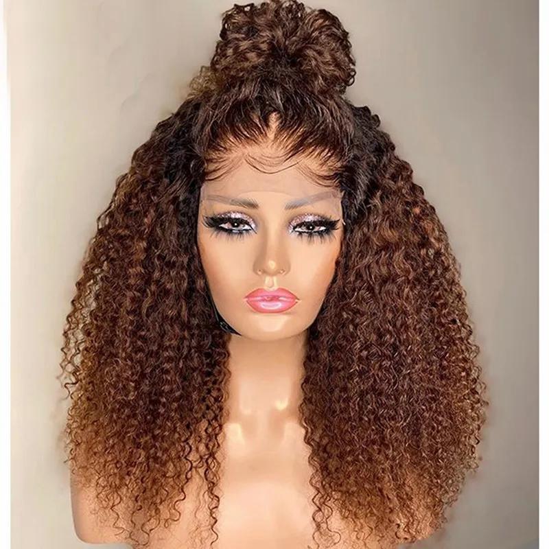 Lace Wigs | Peruvian Virgin Human Hair 1B/30 Ombre Color Kinky Curly 4X4 Lace Wigs Free Part 10-32Inch 150% Density 180% 210% Lace Wigs Lace Wigs