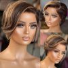 Lace Wigs |  Pixie Cut Wig Human Hair Short Bob Wigs Side Part Straight Lace Front Wigs Gluelesstransparent Lace Frontal Wig 231024 Lace Wigs Lace Wigs