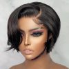 Lace Wigs |  Pixie Cut Wig Human Hair Short Bob Wigs Side Part Straight Lace Front Wigs Gluelesstransparent Lace Frontal Wig 231024 Lace Wigs Lace Wigs