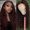 Lace Wigs |  Reddish Brown Kinky Curly Synthetic 13X4 Lace Front Wigs For Women Copper Red Pre Plucked With Baby Hair Lace Closured Wig 230608 Lace Wigs 1B