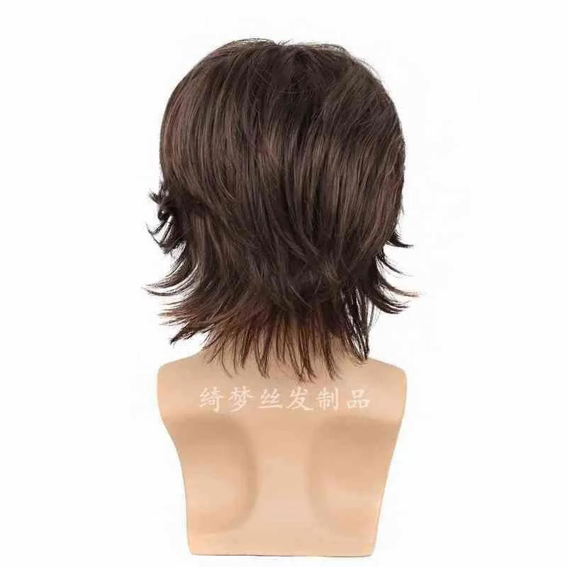 Men’s Wigs | Nxy Wigs Fashion Short Hair Curled Brown Fluffy Partial Length Bangs 220527 Men's Wigs Men's Wigs