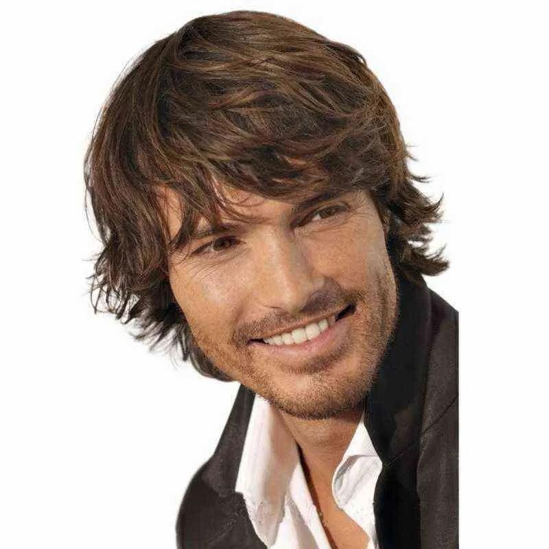 Men’s Wigs | Nxy Wigs Fashion Short Hair Curled Brown Fluffy Partial Length Bangs 220527 Men's Wigs Men's Wigs