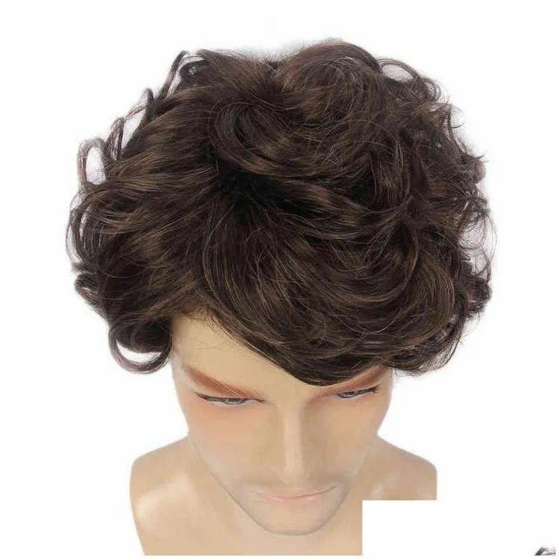 Men’s Wigs | Wigs Nxy Wigs Brown Natural Curl Chemical Fiber Mechanism Fashion Short 220527 Drop Delivery Hair Product Dh6Lk Men's Wigs Men's Wigs